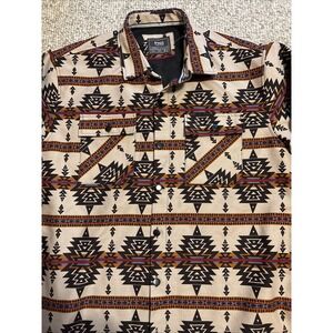 Nomad Craft Flow Latte Espresso Aztec Twill Shacket Southwestern Buttons‎ Men XL